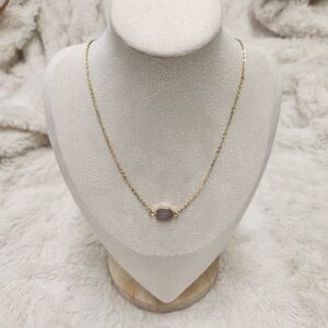 Delicate Rose Quartz Pendant Necklace Gold Chain Fashion Jewelry